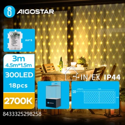 Tira Luces Led Navidad con Pila Luz Calida 4,5x1,5 m