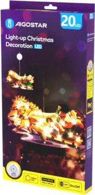 Adorno Navidad Figura Trineo Papa Noel con Luz a Pilas con Ventosa