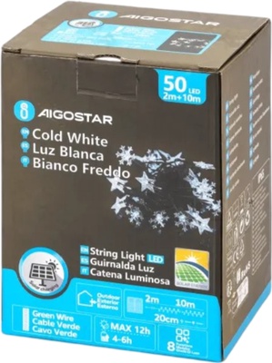 Tira Luz Navidad Copos de Nieve con Pilas Luz Fria 100 Led 10 Mt