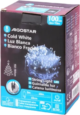 Tira Luces Led Navidad Luz Blanca 3.6W 10 Mt