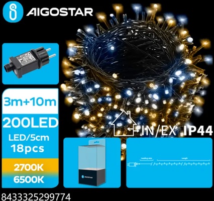 Tira de Luces Led de Navidad Luces Amarilla y Blanca 3.6W 10 Mt