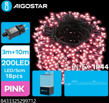 Tira de Luces Led de Navidad Luz Rosa 3.6W 10m