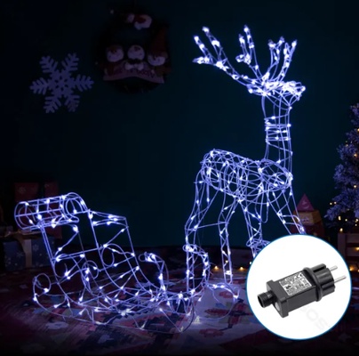 Figura Navidad Reno con Trineo Luz Fria