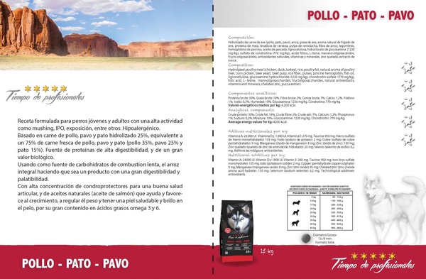 Pienso Perros Tiempo de Profesionales Pollo Pato y Pavo 15 kg