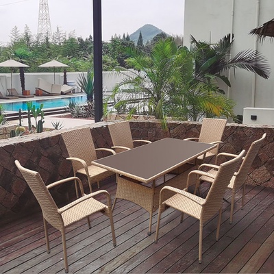 Mesa Acero/Ratan 150x85xh74 cm