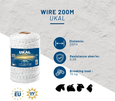 Cordon Conductor Pastor Electrico 200 m Blanco Classic