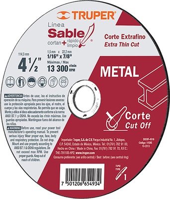 Disco Corte Extrafino Metal 115mmx1mm