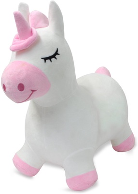 Correpasillos Unicornio Saltarin Peluche con Bomba