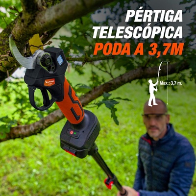 Altuna Kit de Poda a Bateria de Titanio - Motosierra a Bateria + Tijeras de Podar Electricas + Pertiga Telescopica + Maletin y Funda