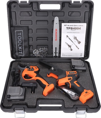 Pack Poda Anova: Tijera Electrica 40 mm TPB4004 + Motosierra Poda Engrase Automatico + Pertiga 2 m + 2 Baterias 4 Ah