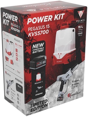 Pack Ahorro Pulmic Pegasus 15 + Kamikaze KVS5700: Pulverizador El�ctrico y Motosierra de Poda + Bater�a y Cargador Triple