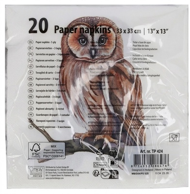 Servilletas Papel Buho 33x33 cm