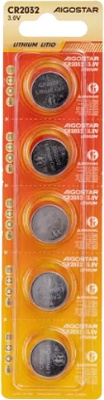 Pila de Boton Aigostar CR2032 de 3 V, 5 Uds