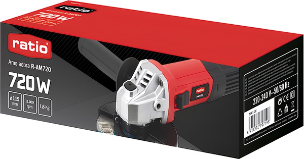 Amoladora angular Ratio R-AM720 720 W para discos de 115 mm