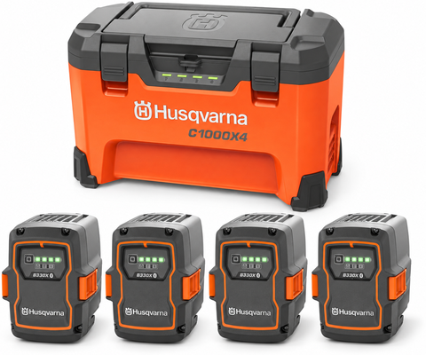 Pack multicargador Husqvarna 40-C1000X4 + 4 baterías B330X 36 V 9 Ah Pack multicargador Husqvarna 40-C1000X4 + 4 baterías B330X 36 V 9 Ah